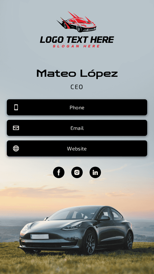 Electric Vehicle CEO Digital Business Card Preview