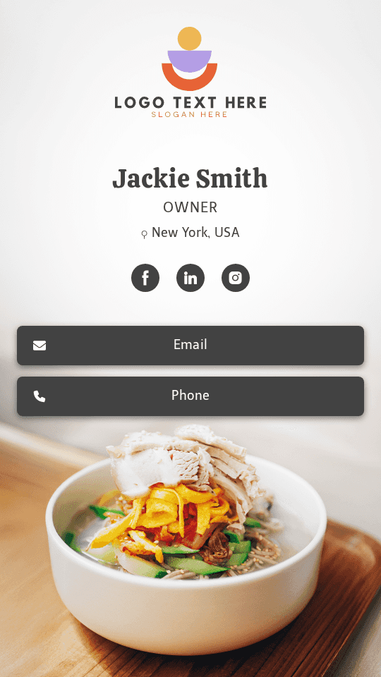 Korean Restaurant Owner Digital Business Card