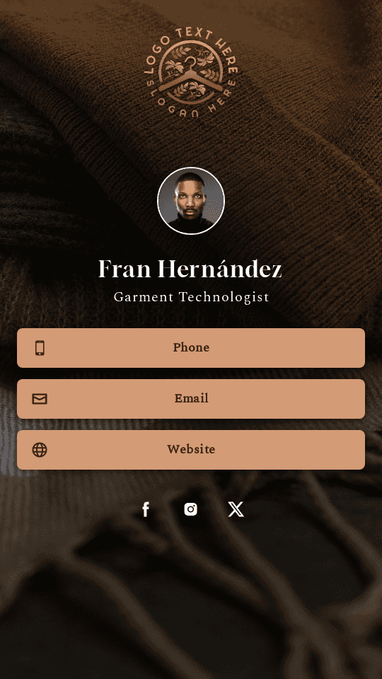Garment Technologist Digital Business Card Preview