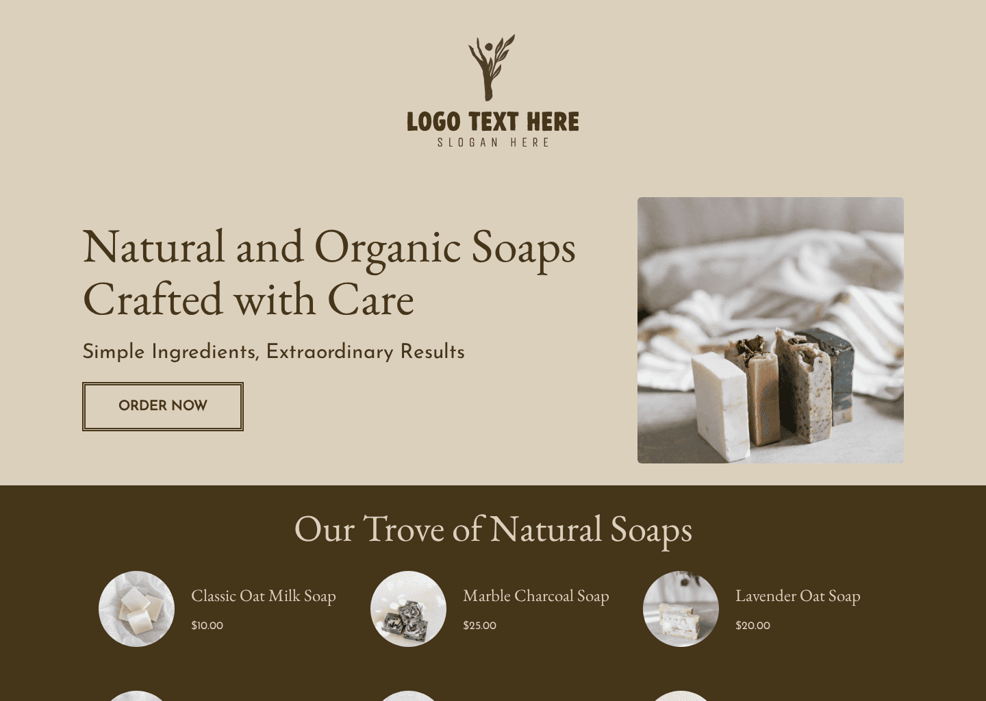Handcrafted Organic Soaps Website Preview