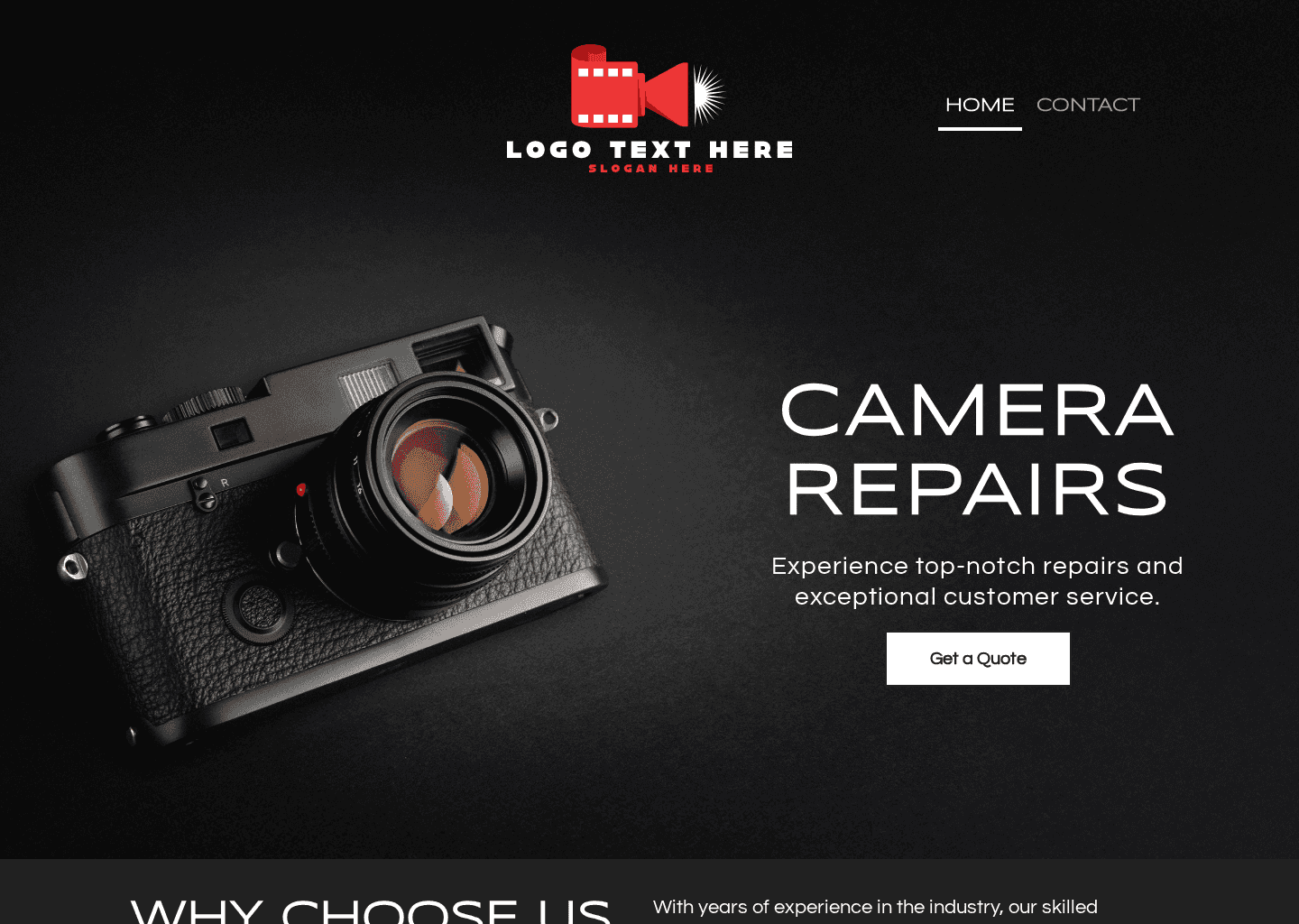 Camera Repair Shop Website