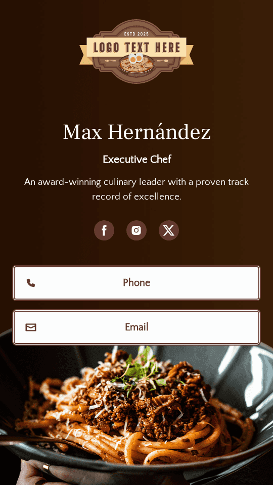 Restaurant Executive Chef Digital Business Card Preview