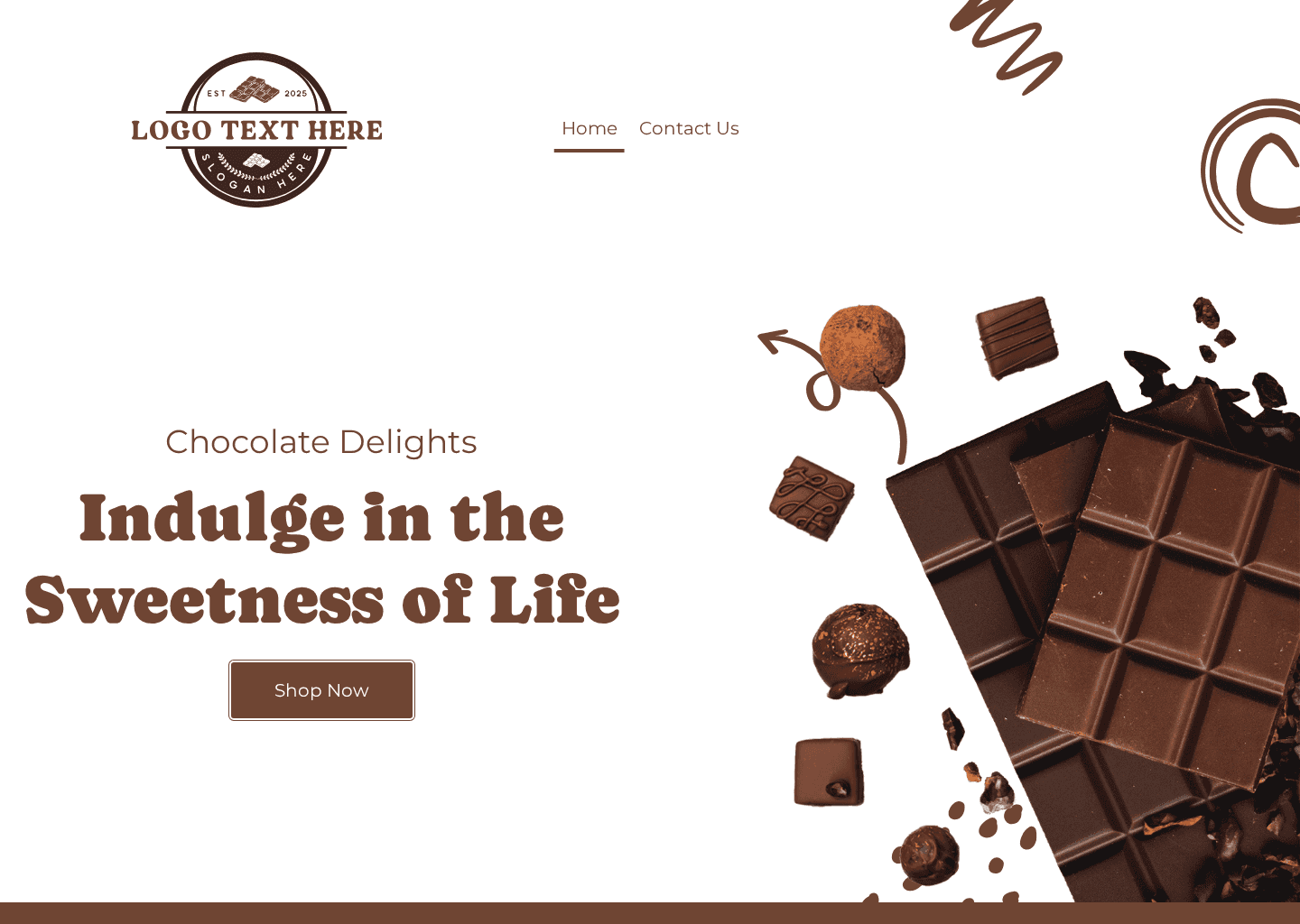 Chocolate Delights Shop Website Preview