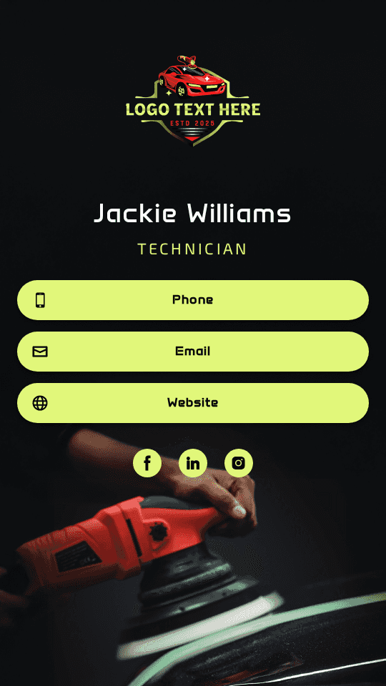 Car Detailing Technician Digital Business Card Preview