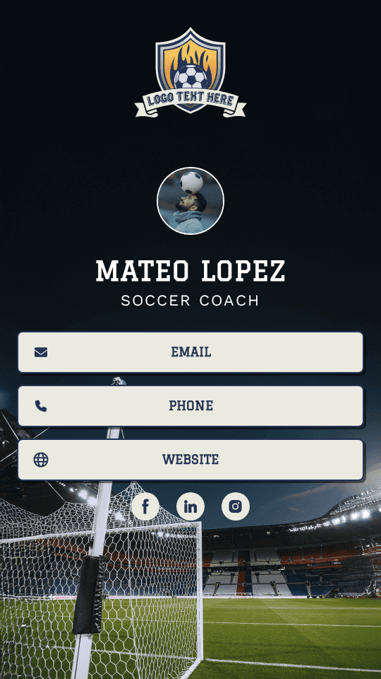 Soccer Coach Digital Business Card Preview