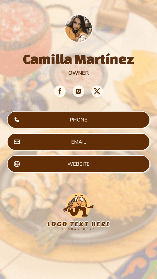 Latin Bistro Owner Digital Business Card