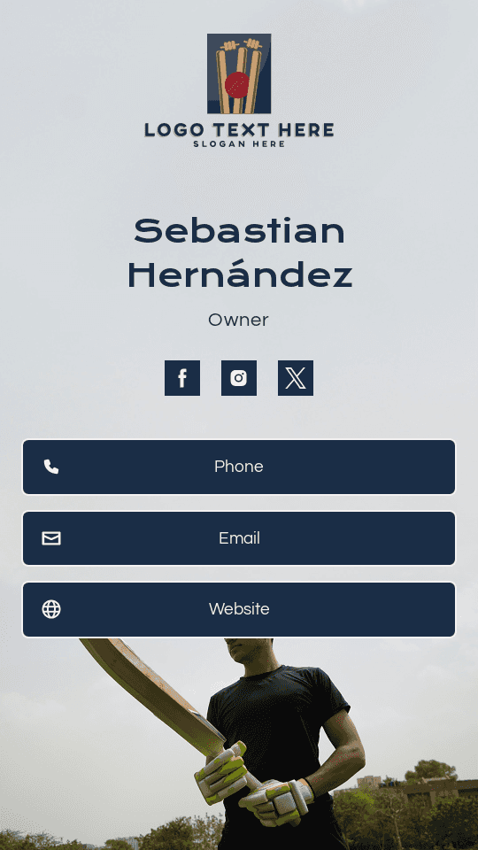 Cricket Store Owner Digital Business Card Preview