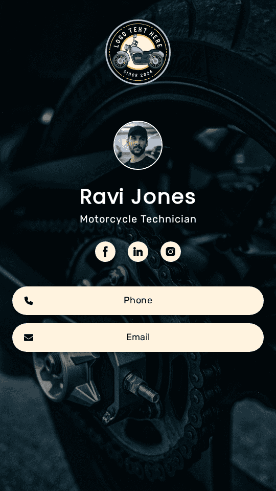 Motorcycle Technician Digital Business Card Preview