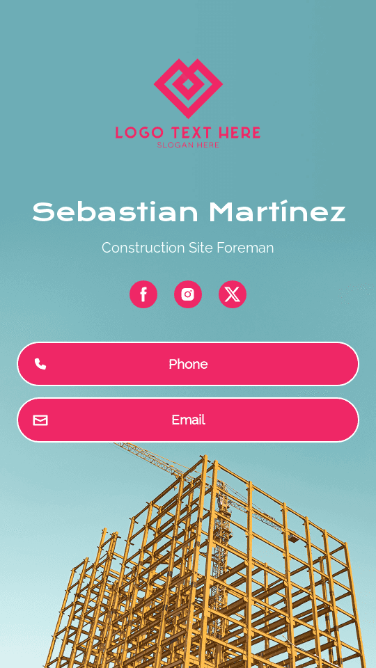 Construction Site Foreman Digital Business Card Preview