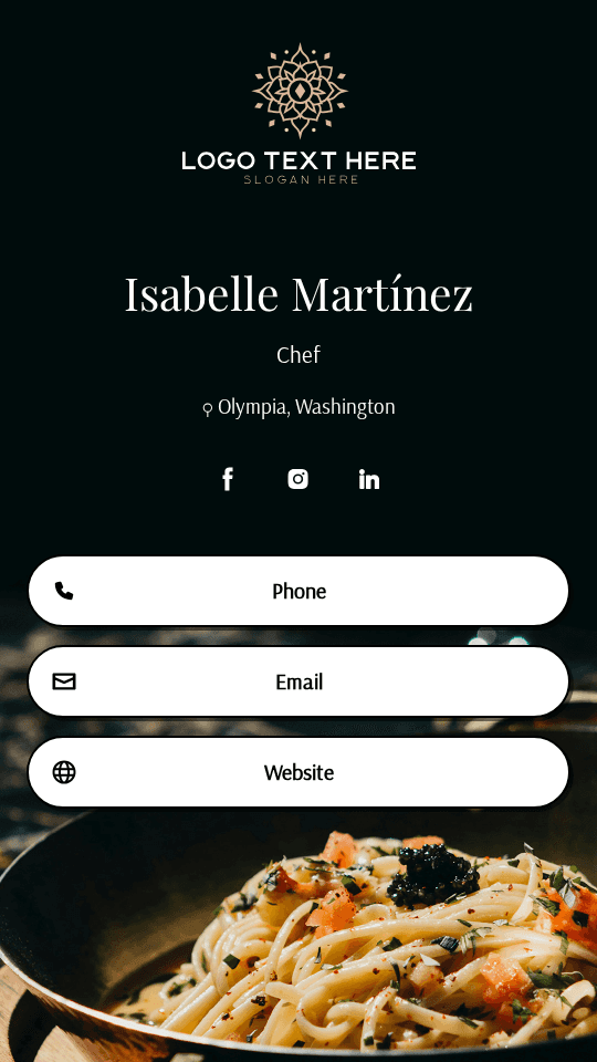 Executive Private Chef Digital Business Card Preview