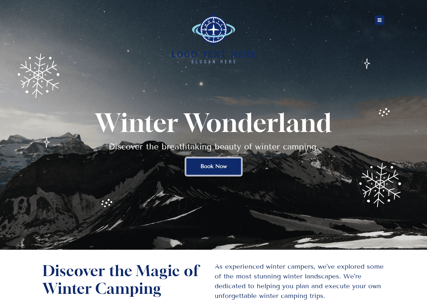 Winter Camping Adventure Website Preview