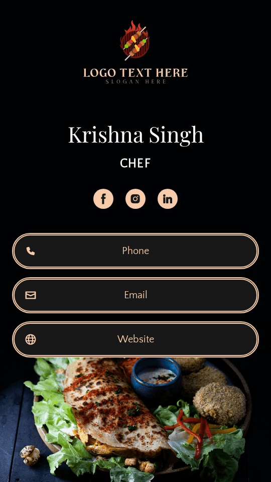 Persian Cuisine Chef Digital Business Card