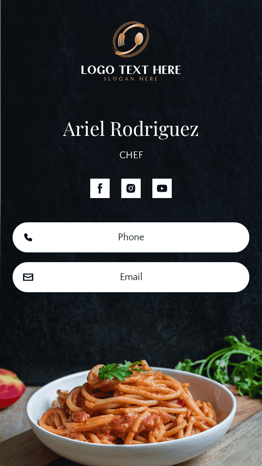 Mediterranean Cuisine Chef Digital Business Card Preview