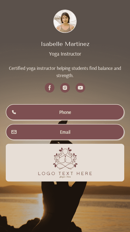 Yoga Class Instructor Digital Business Card Preview