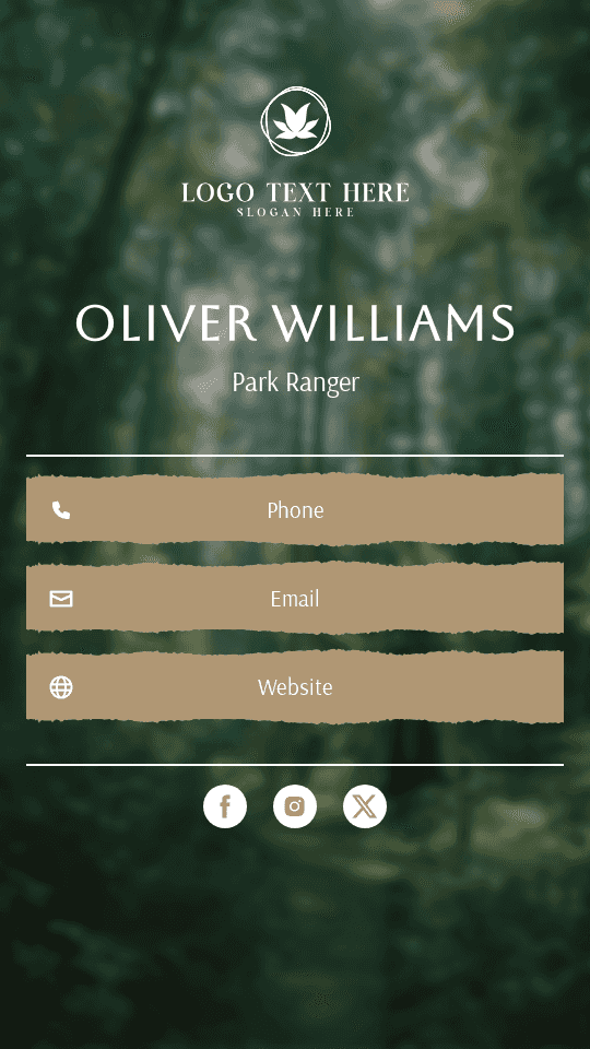 Nature Park Ranger Digital Business Card Preview