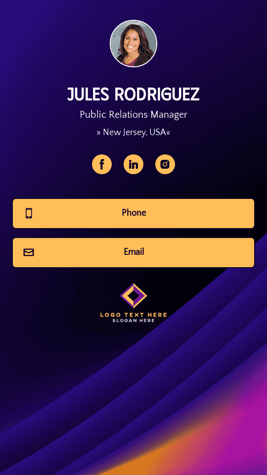 Public Relations Manager Digital Business Card