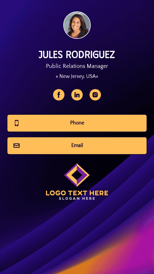 Public Relations Manager Digital Business Card Preview