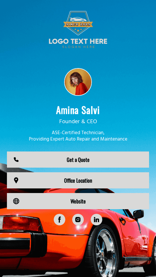 Auto Repair Technician Digital Business Card Preview