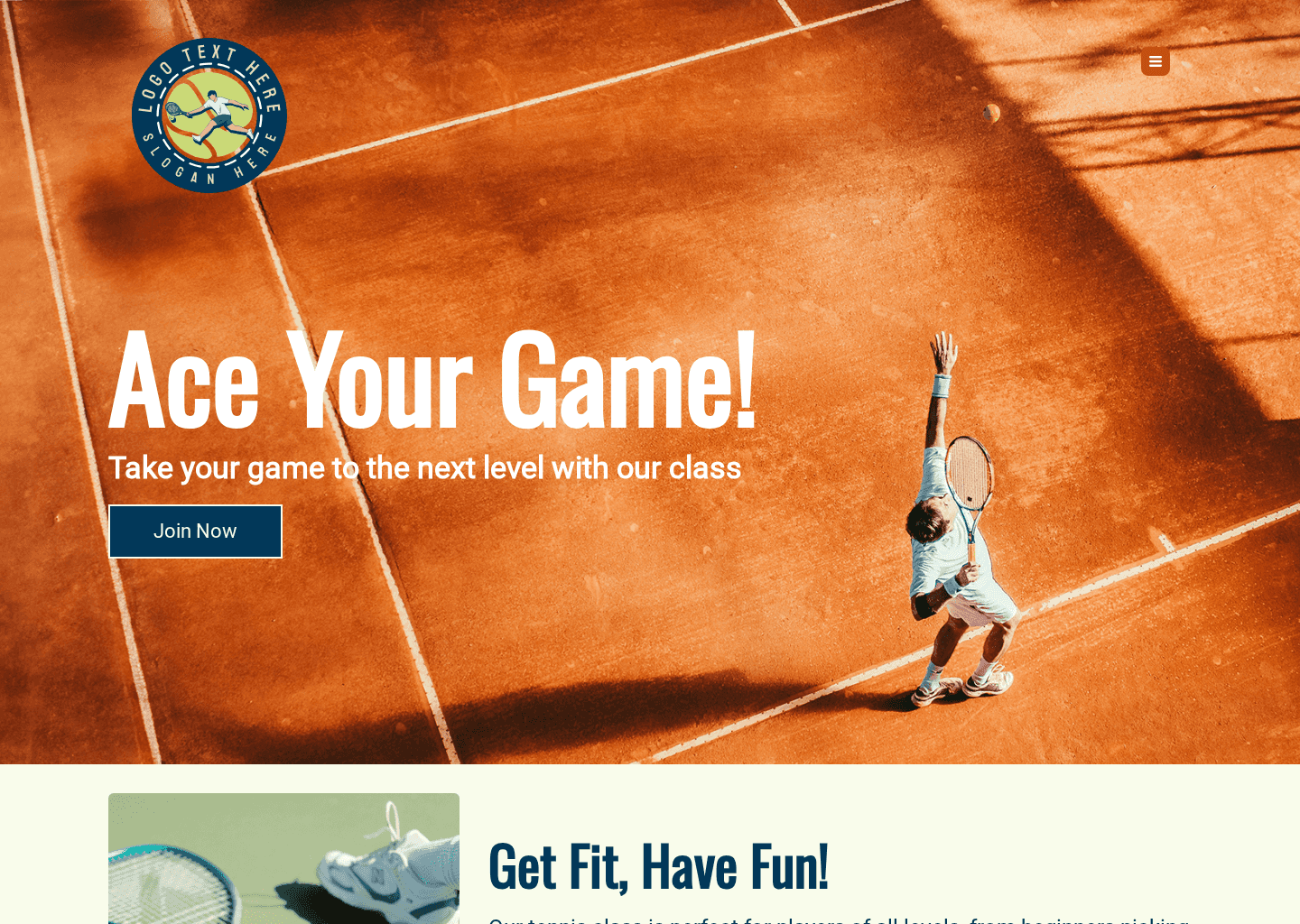 Tennis Class Website Preview