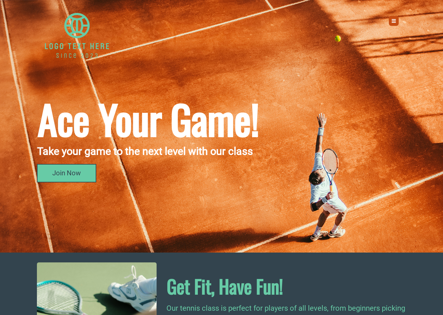 Tennis Class Website Builder Image Preview