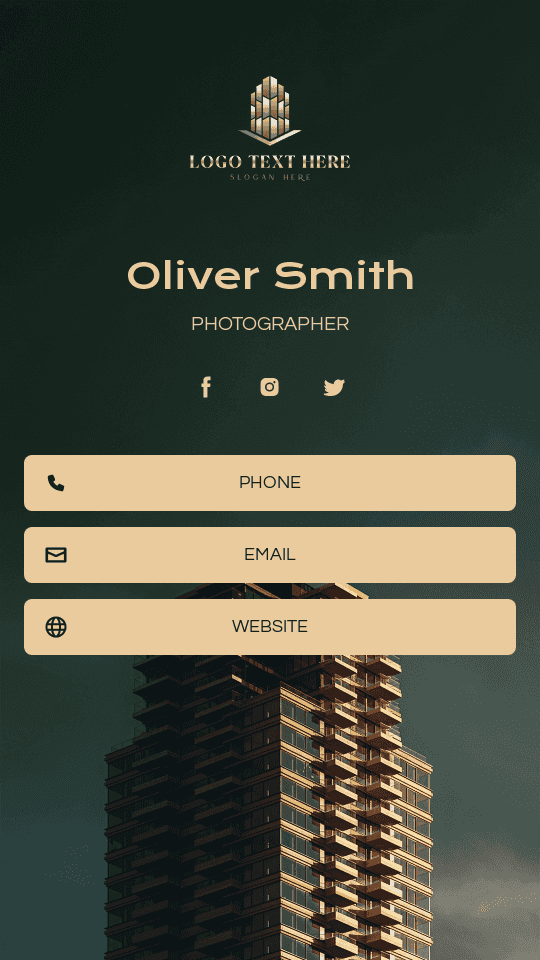 Skyscraper Camera Man Digital Business Card