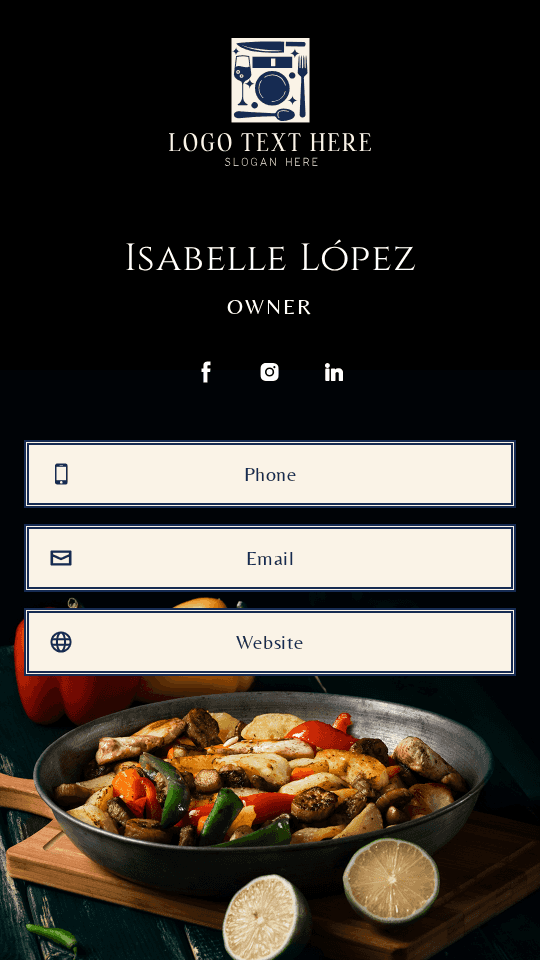 Restaurant Cuisine Owner Digital Business Card