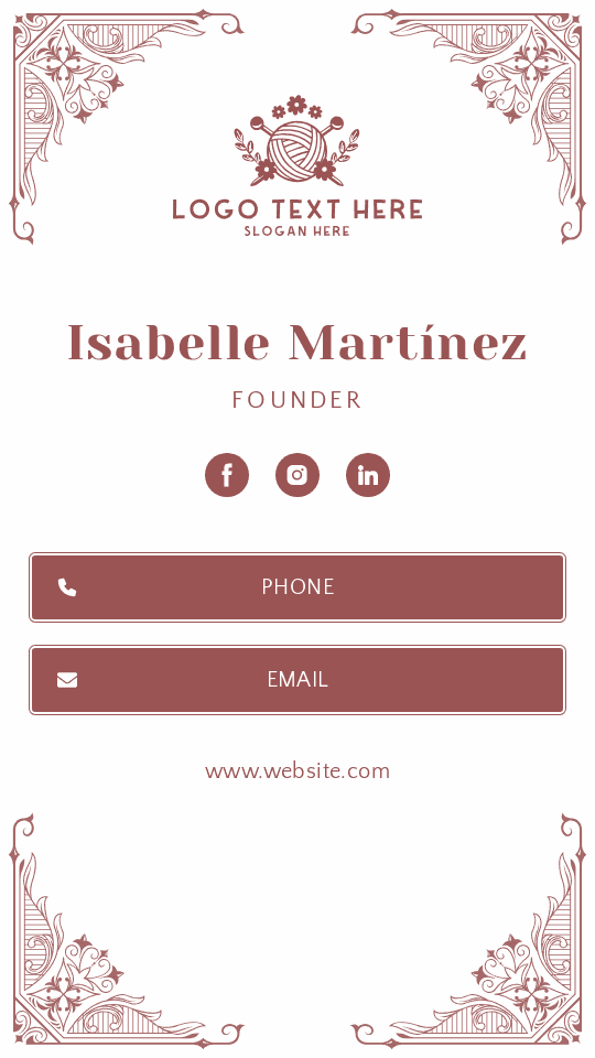 Embroidery Shop Founder Digital Business Card Preview